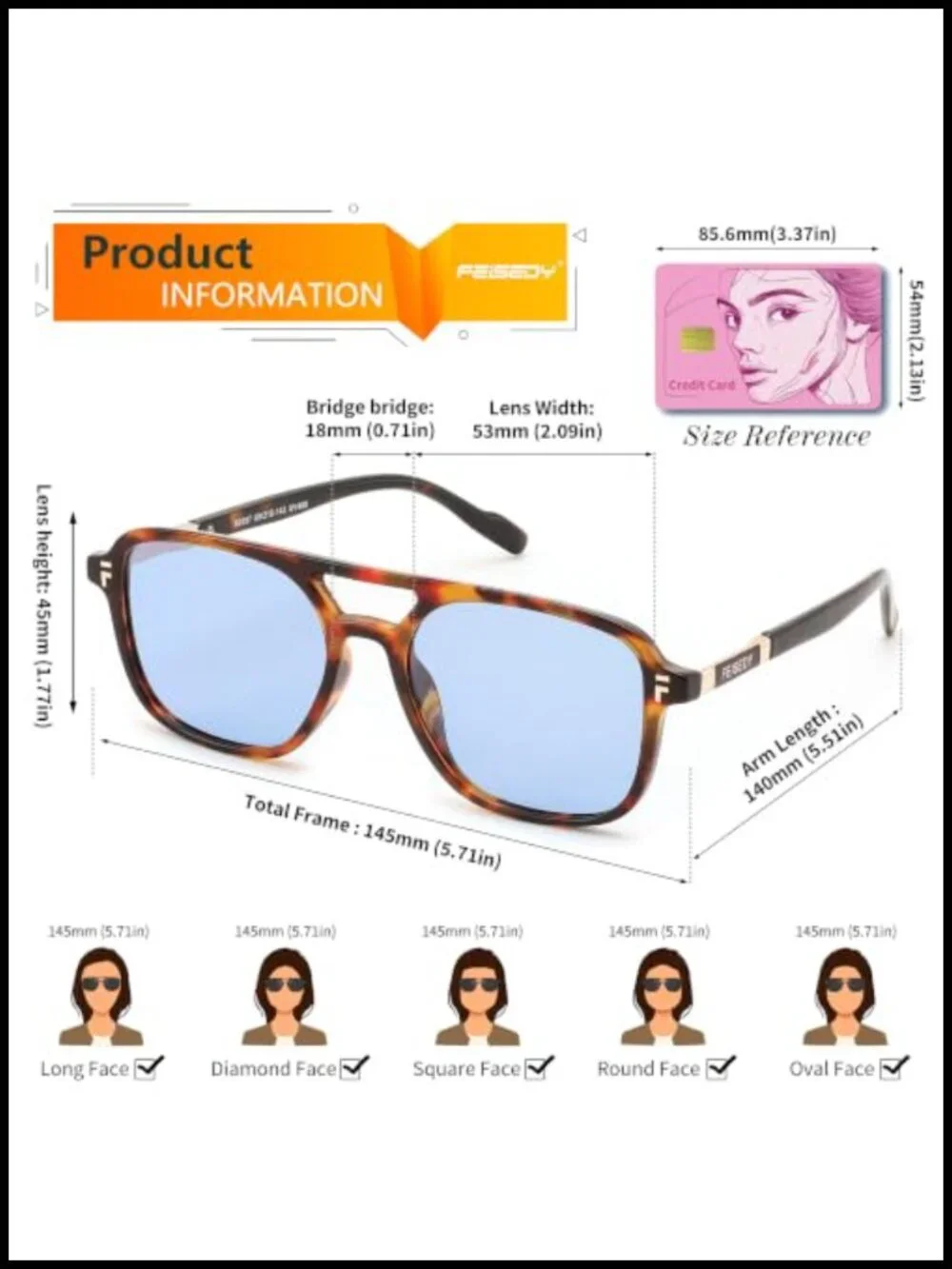 Retro Polarized Aviator Square Sunglasses for Women Men UV400 Double Bridge